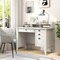 Computer Desk with Storage Vintage Design, Shelves and 4 Drawers